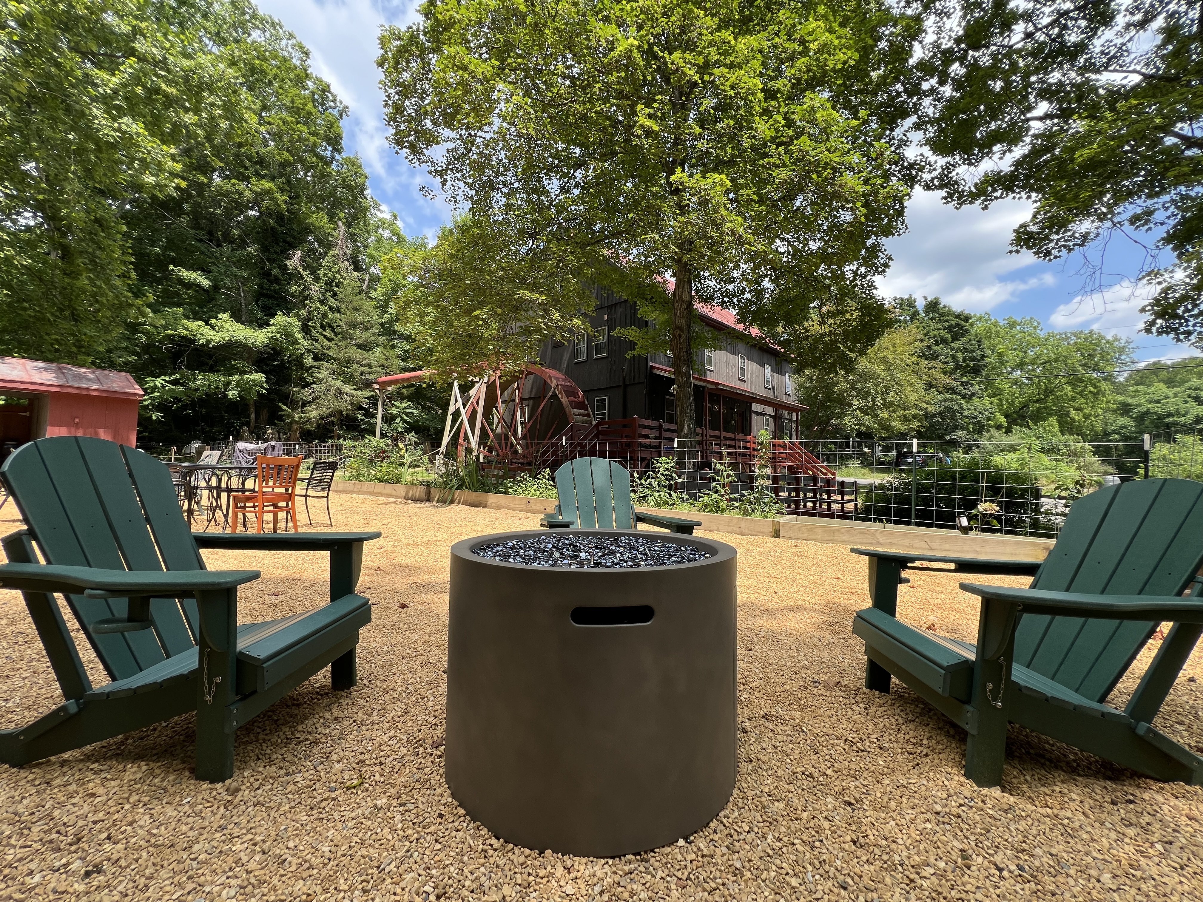 Fire pit in the garden next to the mill house