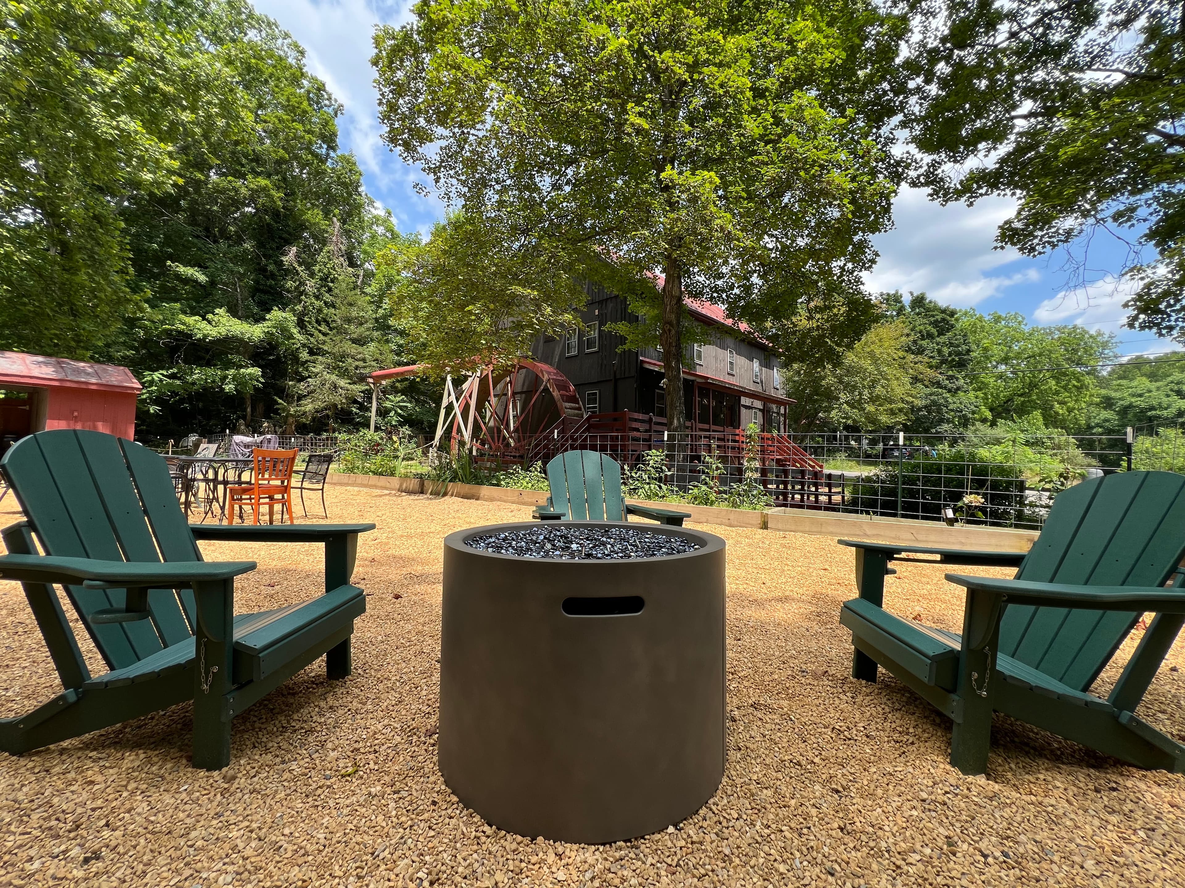 Fire pit in the garden next to the mill house
